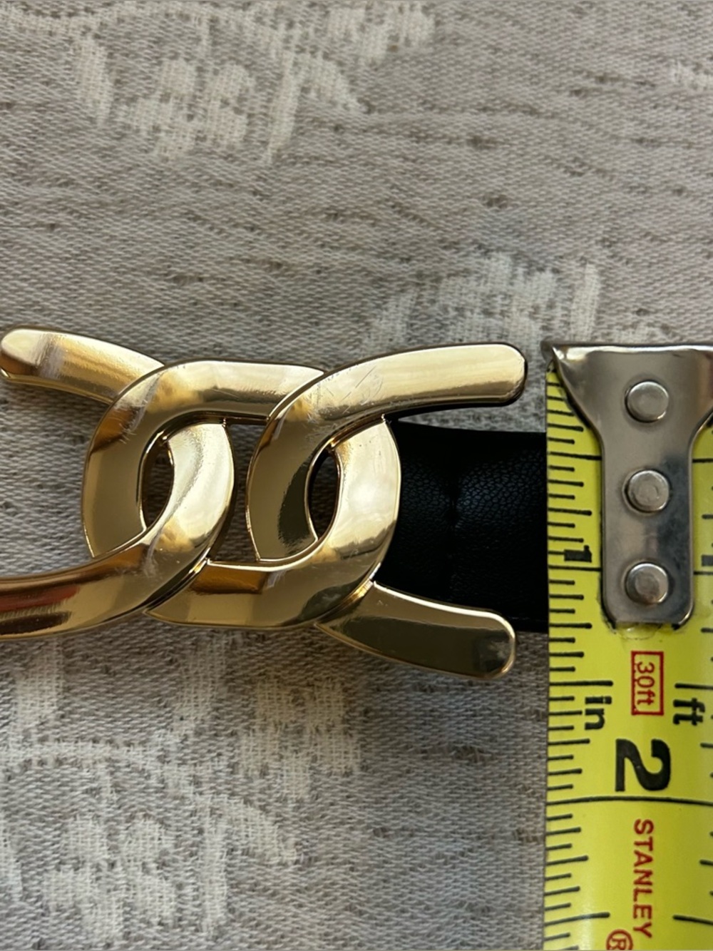 H&M Leather Gold Chain-Link Buckle Belt with Black Strap Size S - Picture 6 of 9